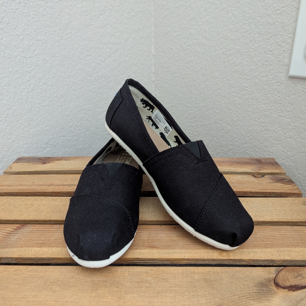 Toms Black Canvas Slip-Ons